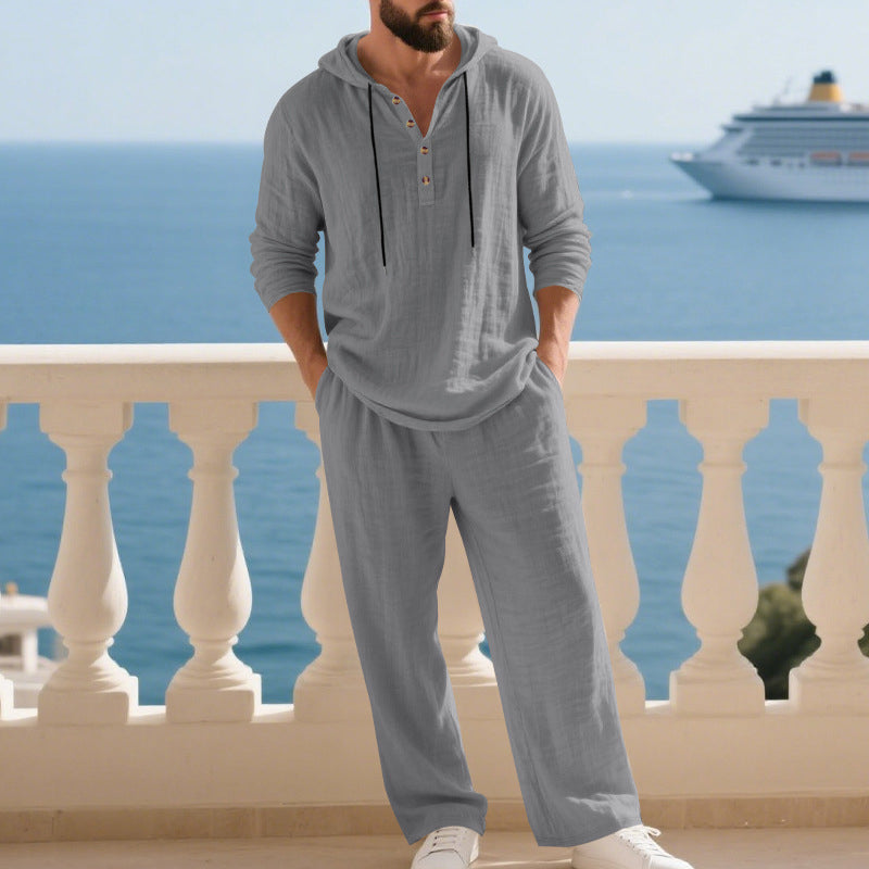 🆒Spring Sale 40% OFF!🌞Men's Hooded Casual Loose Top & Pants 2-Piece Set🏖️