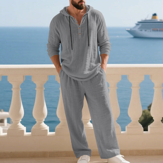 🆒Spring Sale 40% OFF!🌞Men's Hooded Casual Loose Top & Pants 2-Piece Set🏖️