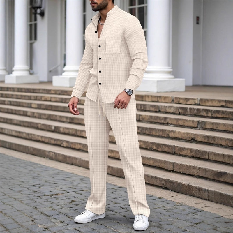 👖Men‘s Casual Waffle 2-Piece Set – Comfortable Fabric, Modern Fit & Versatile Style