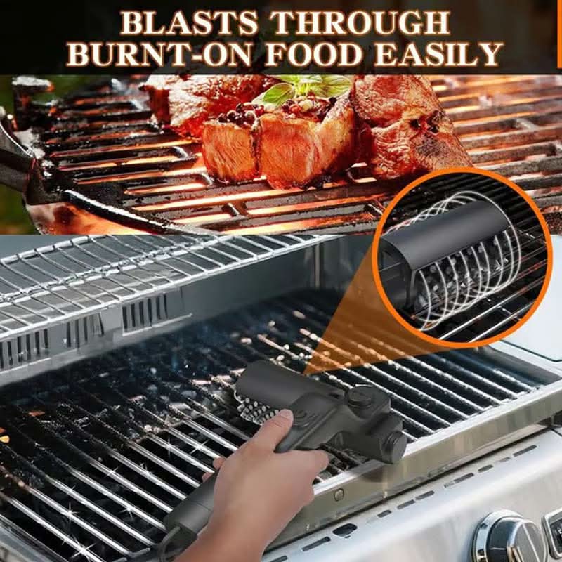 ⏰ Nyní jen s 50% slevou!🍖 Akumulátorový elektrický čistič kartáčů na gril – hloubkové čištění, dlouhá rukojeť &  Dobíjecí 🔋