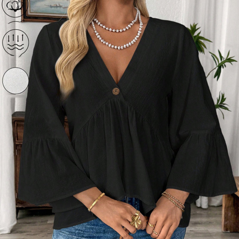 🔥Hot Sale Offers-Women's V-Neck Ruffle Sleeve Blouse