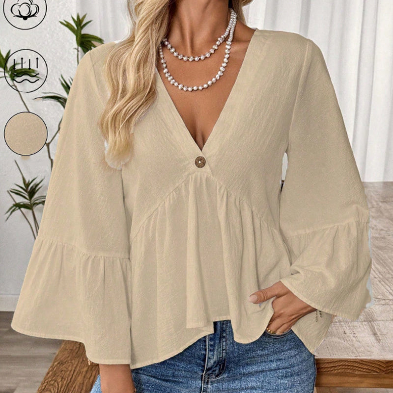 🔥Hot Sale Offers-Women's V-Neck Ruffle Sleeve Blouse