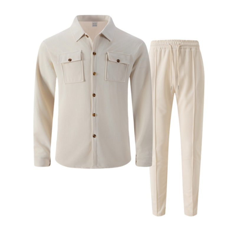 Pánská Waffle Button-Down Jacket & Sada kalhot