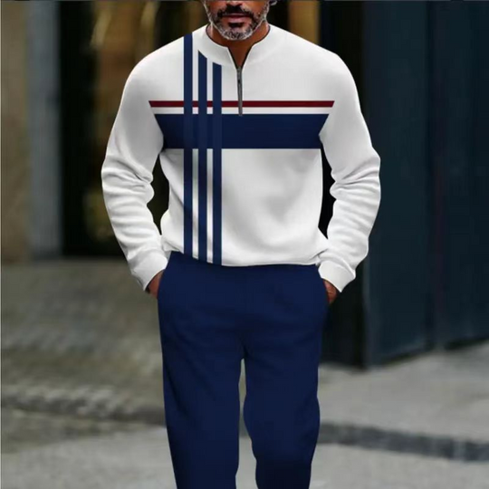 🎁New arrival 50% OFF💥Men's Graphic Print Pullover & Pants Set – Street Style, Comfort Fit & Casual Look 👖