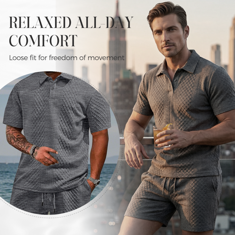 🥳2026 HOT SALE🥳💞50K+ SOLD!💥👴🩳50% OFF! Men's Diamond Print 2-Piece Set – Ready in seconds! Soft, breathable top with easy shorts. No fuss, just style. Perfect for garden BBQs or coffee dates. ☀️👕