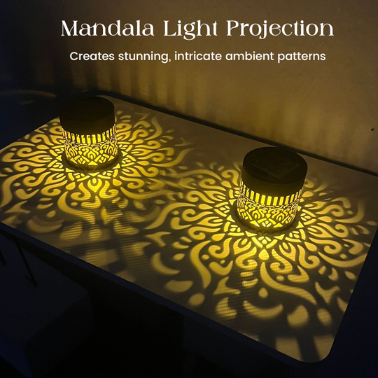 ☀️ Solární mandala světlo do zahrady &  terasa – stojací lampa 2 v 1 &  nástěnné svítidlo – Dekorativní světelná dekorace s vintage efektem – Nerezové &  odolný