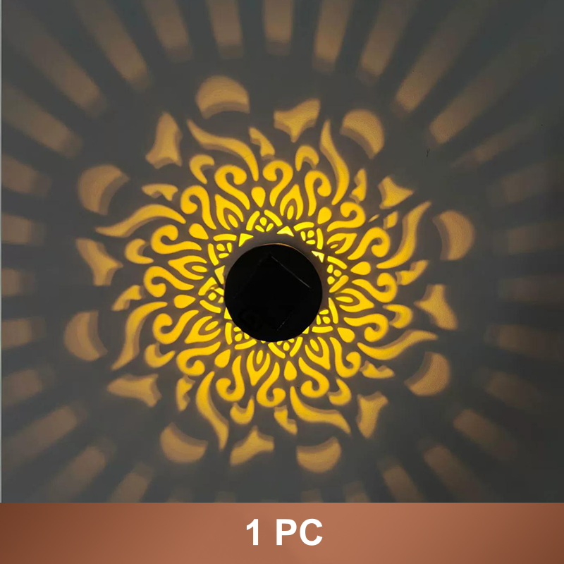 ☀️ Solární mandala světlo do zahrady &  terasa – stojací lampa 2 v 1 &  nástěnné svítidlo – Dekorativní světelná dekorace s vintage efektem – Nerezové &  odolný