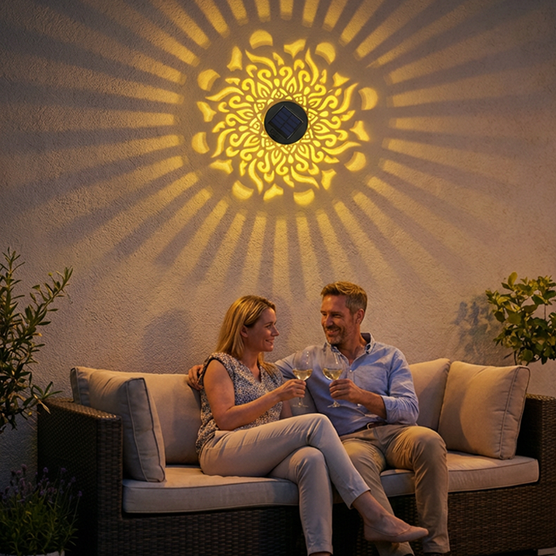 ☀️ Solární mandala světlo do zahrady &  terasa – stojací lampa 2 v 1 &  nástěnné svítidlo – Dekorativní světelná dekorace s vintage efektem – Nerezové &  odolný