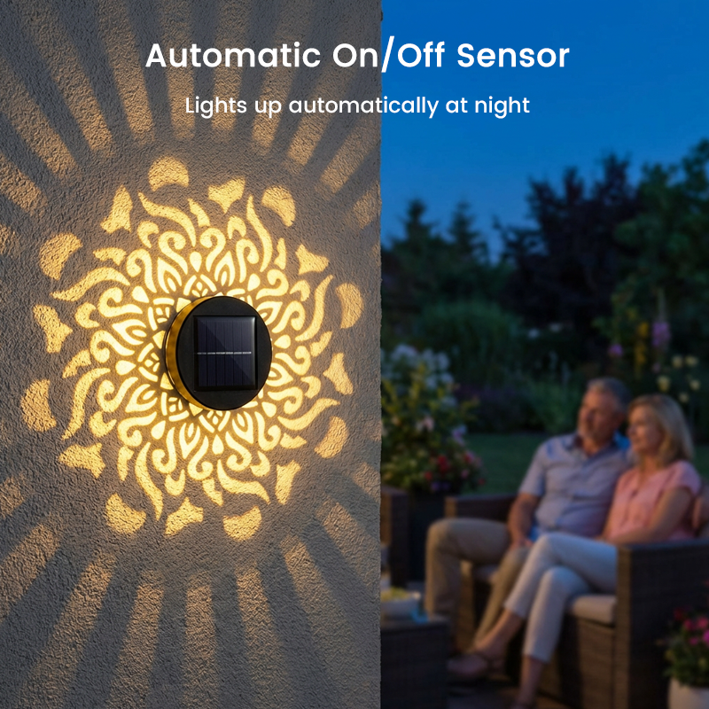 ☀️ Solární mandala světlo do zahrady &  terasa – stojací lampa 2 v 1 &  nástěnné svítidlo – Dekorativní světelná dekorace s vintage efektem – Nerezové &  odolný