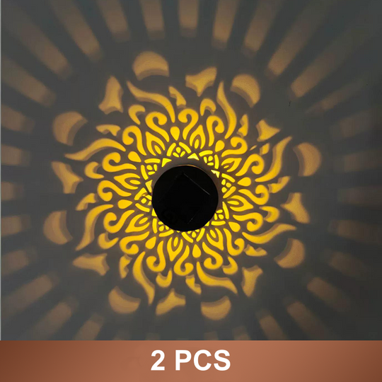 ☀️ Solární mandala světlo do zahrady &  terasa – stojací lampa 2 v 1 &  nástěnné svítidlo – Dekorativní světelná dekorace s vintage efektem – Nerezové &  odolný