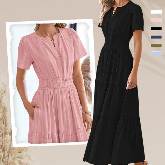 💕HOT SALE 50% OFF💕Women's Summer 2026 Casual Maxi Dress Lightweight Short Sleeve V Neck Boho Dress with Pockets