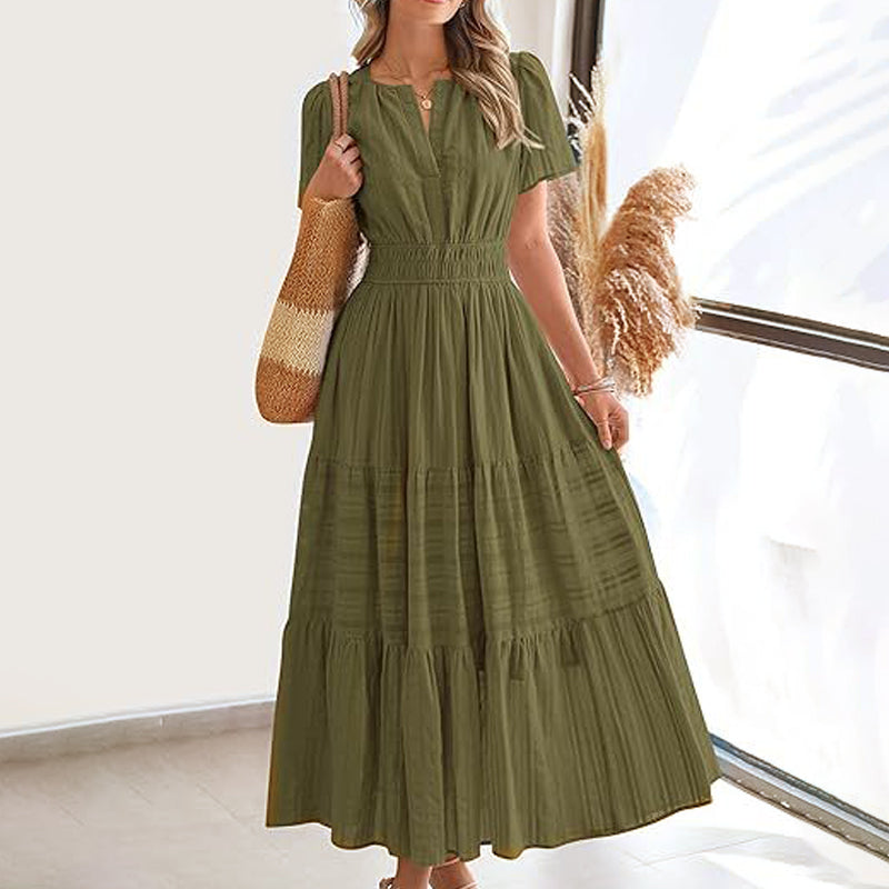 💕HOT SALE 50% OFF💕Women's Summer 2026 Casual Maxi Dress Lightweight Short Sleeve V Neck Boho Dress with Pockets