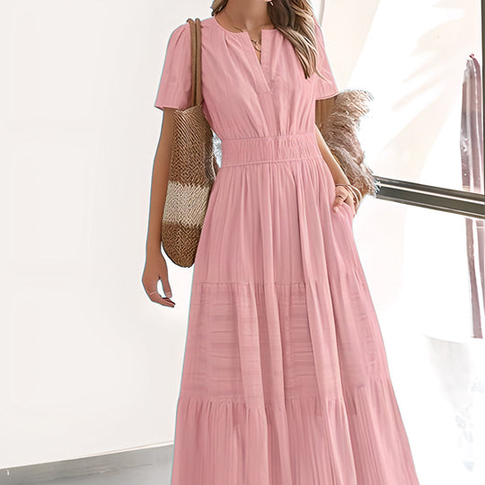 💕HOT SALE 50% OFF💕Women's Summer 2026 Casual Maxi Dress Lightweight Short Sleeve V Neck Boho Dress with Pockets