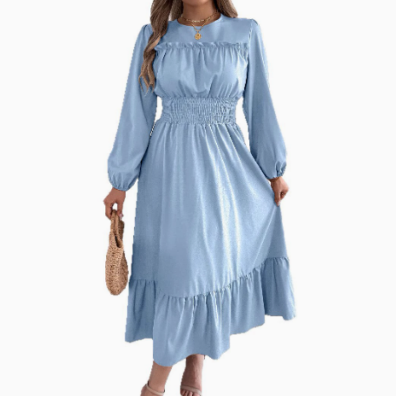 👗Novinka SLEVA 50 %!🥰Dámské dlouhé šaty s volánky a dlouhým rukávem