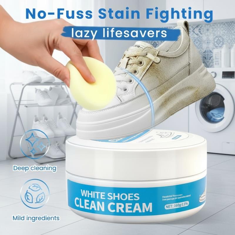 ⏳Limited-time Special Price!!🧼No-Wash Shoe & Leather Cleaner Cream - Stain Remover with Sponge