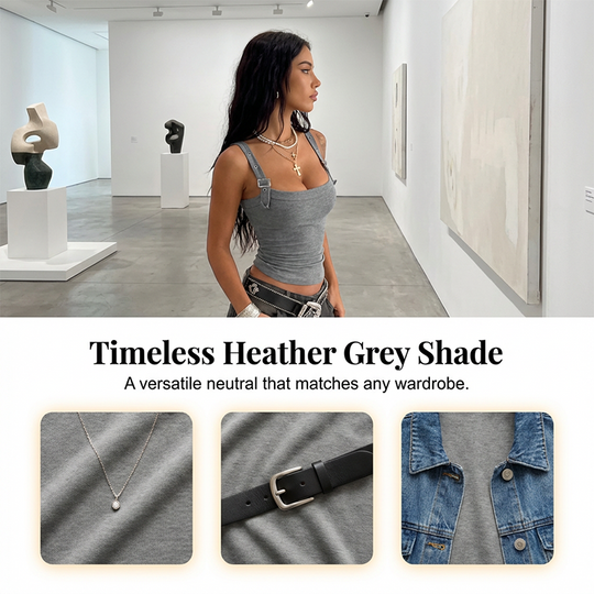 🥳 SUMMER HOT SALE 💞50%OFF🔥 Women's Adjustable Buckle Ribbed Tank – Edgy Y2K Style & Perfect Fit ✨