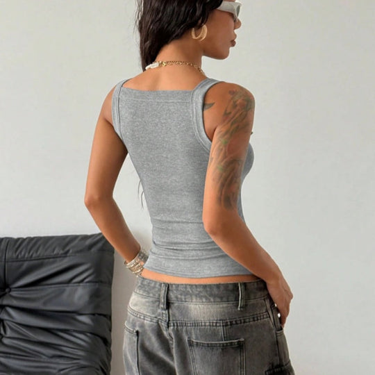 🥳 SUMMER HOT SALE 💞50%OFF🔥 Women's Adjustable Buckle Ribbed Tank – Edgy Y2K Style & Perfect Fit ✨