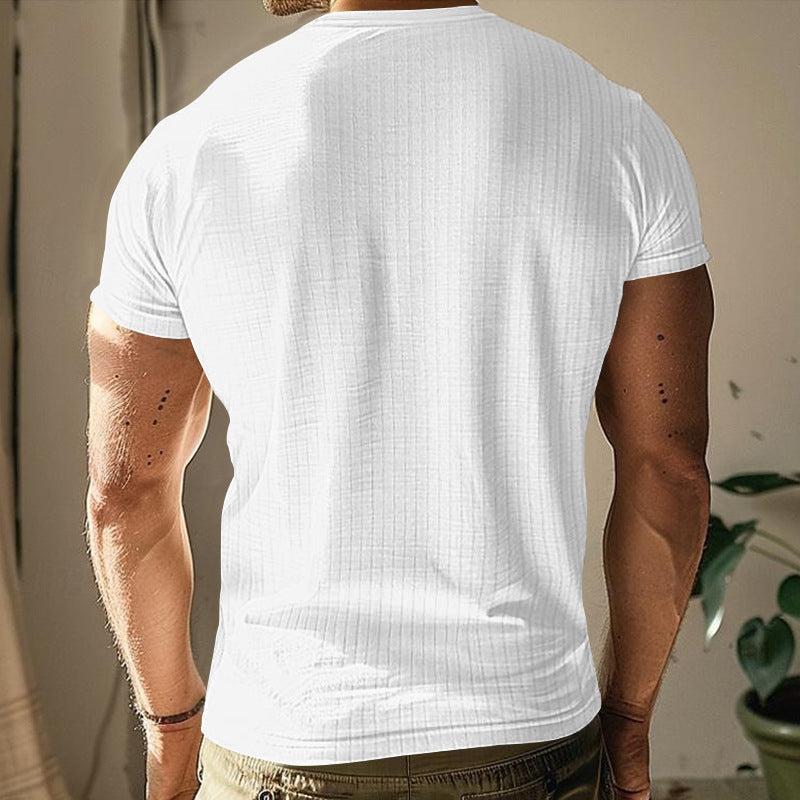 🥳2026 HOT SALE🥳Men's Ribbed Henley Short Sleeve T-Shirt