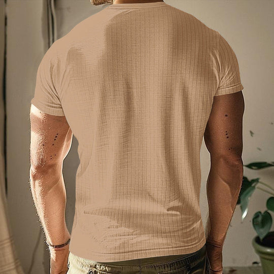 🥳2026 HOT SALE🥳Men's Ribbed Henley Short Sleeve T-Shirt