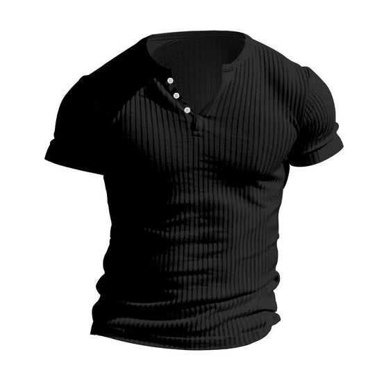 🥳2026 HOT SALE🥳Men's Ribbed Henley Short Sleeve T-Shirt