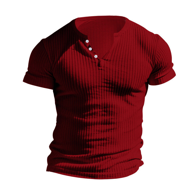 🥳2026 HOT SALE🥳Men's Ribbed Henley Short Sleeve T-Shirt