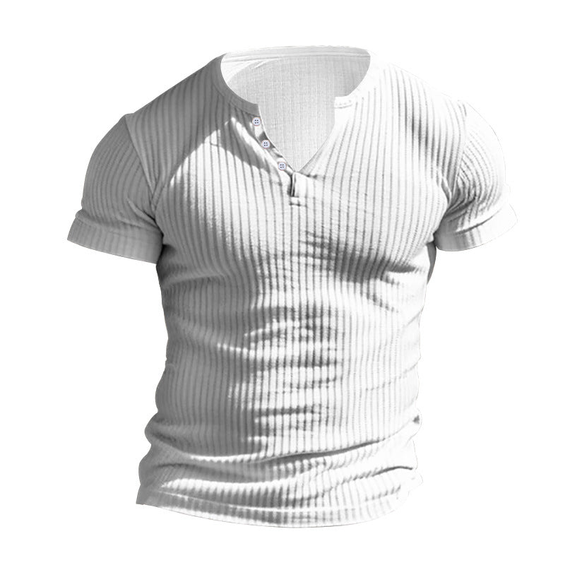 🥳2026 HOT SALE🥳Men's Ribbed Henley Short Sleeve T-Shirt