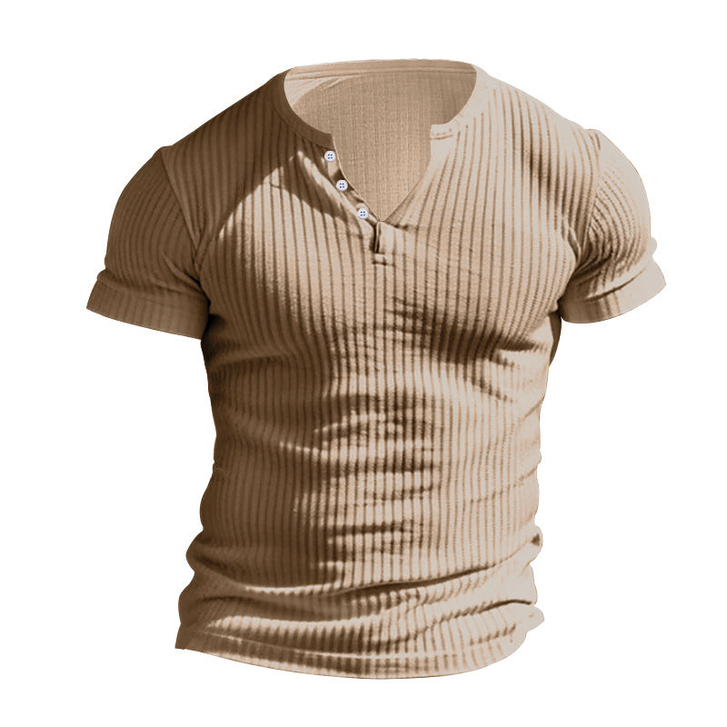 🥳2026 HOT SALE🥳Men's Ribbed Henley Short Sleeve T-Shirt