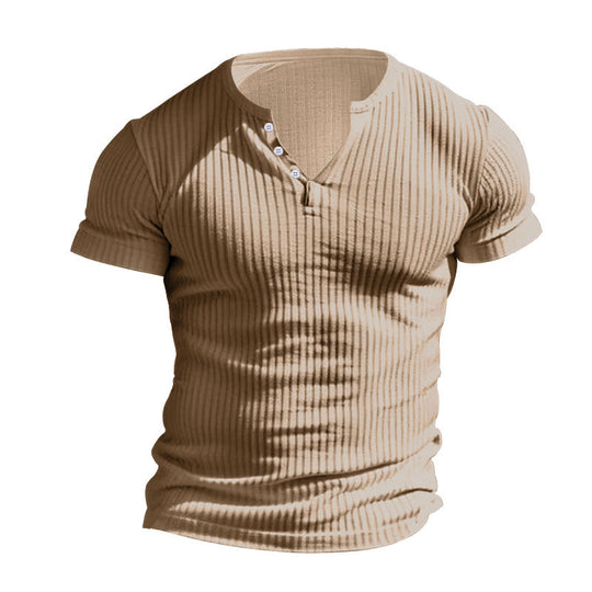 🥳2026 HOT SALE🥳Men's Ribbed Henley Short Sleeve T-Shirt