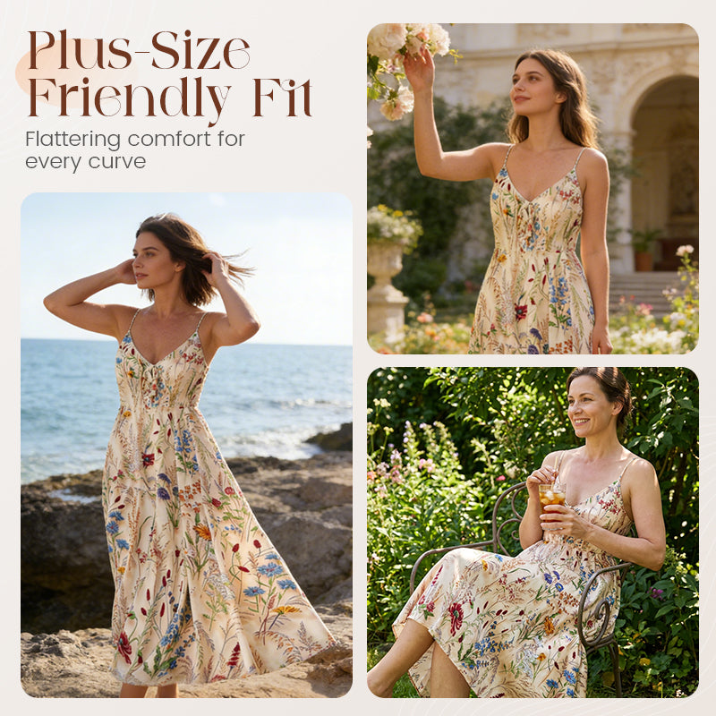 Dámské Boho šaty Cami s květinovým potiskem na špagetový pásek, módní ležérní šaty do A na dovolenou u pláže, ideální na léto