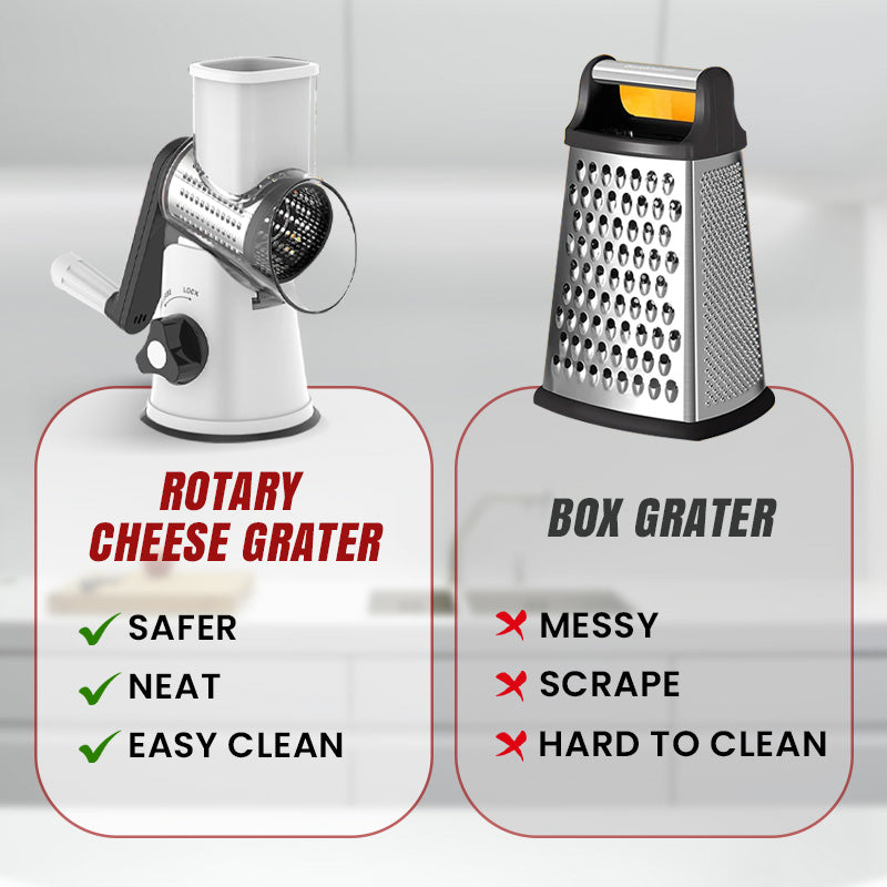 🔥Kitchen Artifact🔥3 in 1 Rotary Cheese Grater Vegetable Slicer
