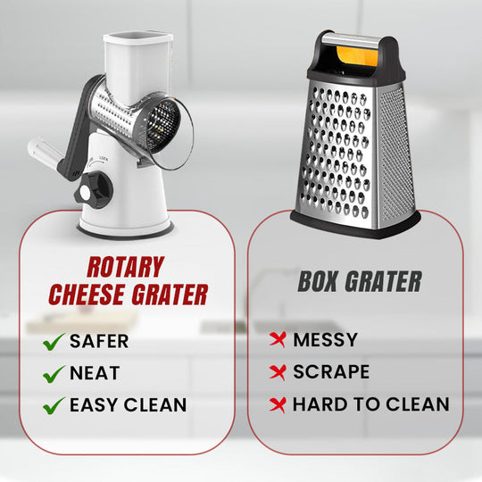 🔥Kitchen Artifact🔥3 in 1 Rotary Cheese Grater Vegetable Slicer
