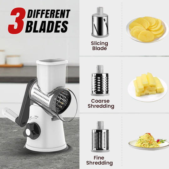 🔥Kitchen Artifact🔥3 in 1 Rotary Cheese Grater Vegetable Slicer