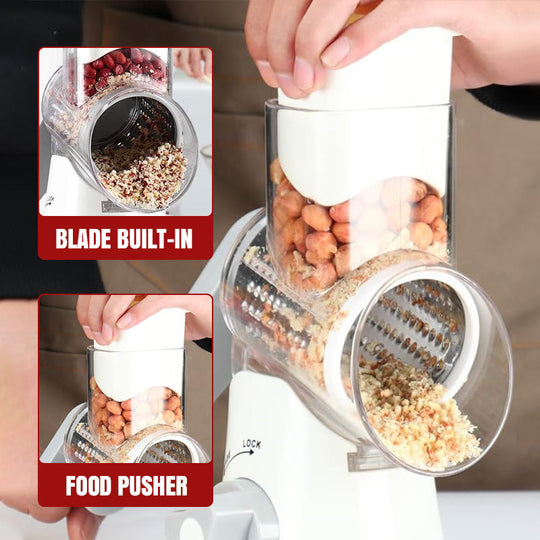 🔥Kitchen Artifact🔥3 in 1 Rotary Cheese Grater Vegetable Slicer