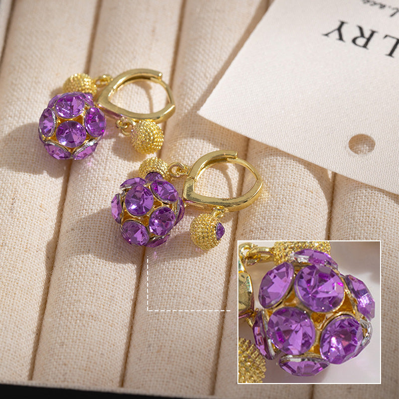 🥳2026 HOT SALE🥳Vintage Gold-Plated Hoop Earrings with Purple Crystal Sphere