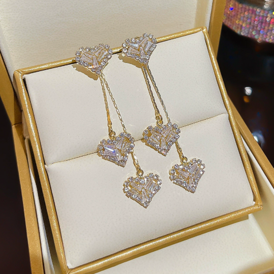 🔥Limited Time Special Price !!🎉Romantic Long Chain Heart Drop Earrings
