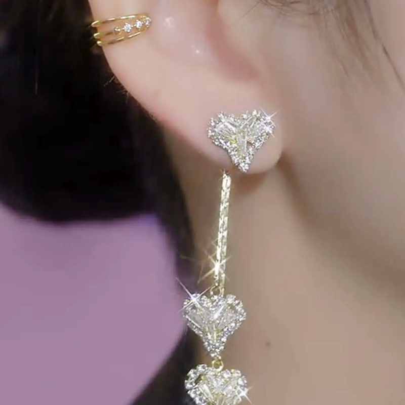 🔥Limited Time Special Price !!🎉Romantic Long Chain Heart Drop Earrings