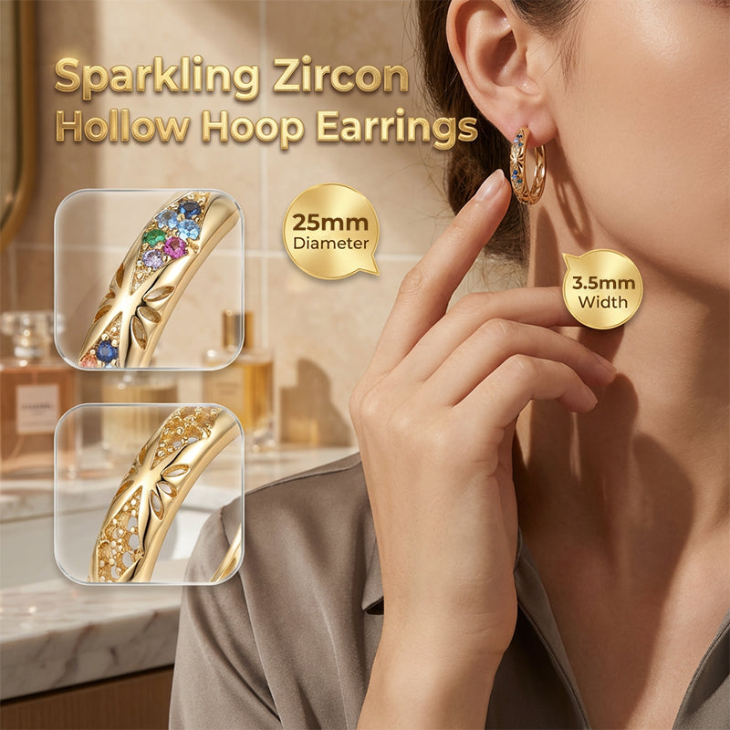 🔥Limited Time Special Price !!🎉Sparkling Zircon Hollow Hoop Earrings