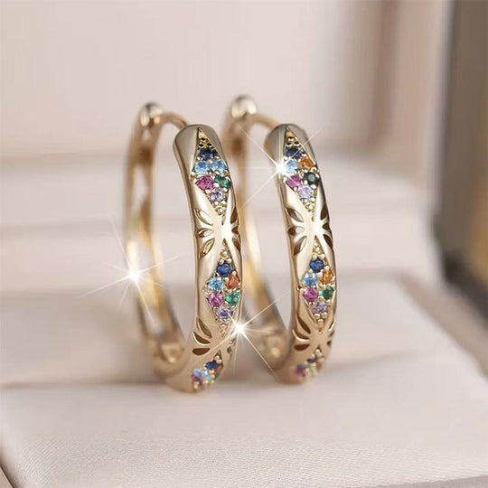 🔥Limited Time Special Price !!🎉Sparkling Zircon Hollow Hoop Earrings