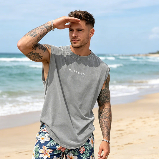 Vintage Wash Loose Fit Gym Muscle Tee
