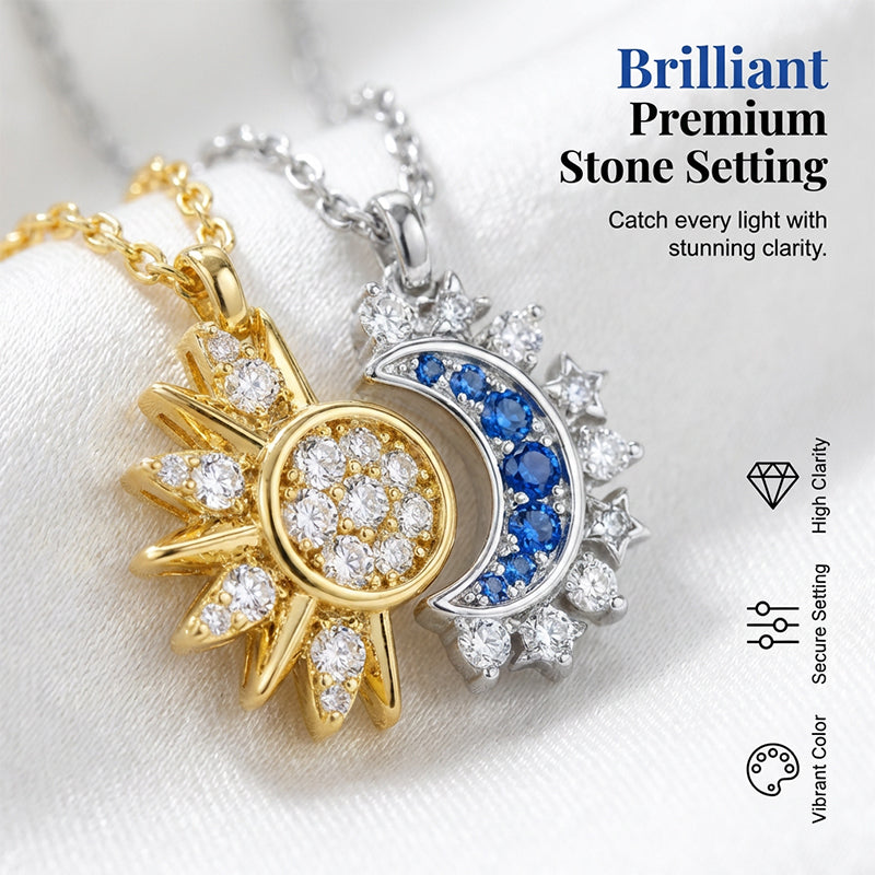 ✨2026 HOT SALE✨Sun and Moon Pendant Necklace with Rhinestones