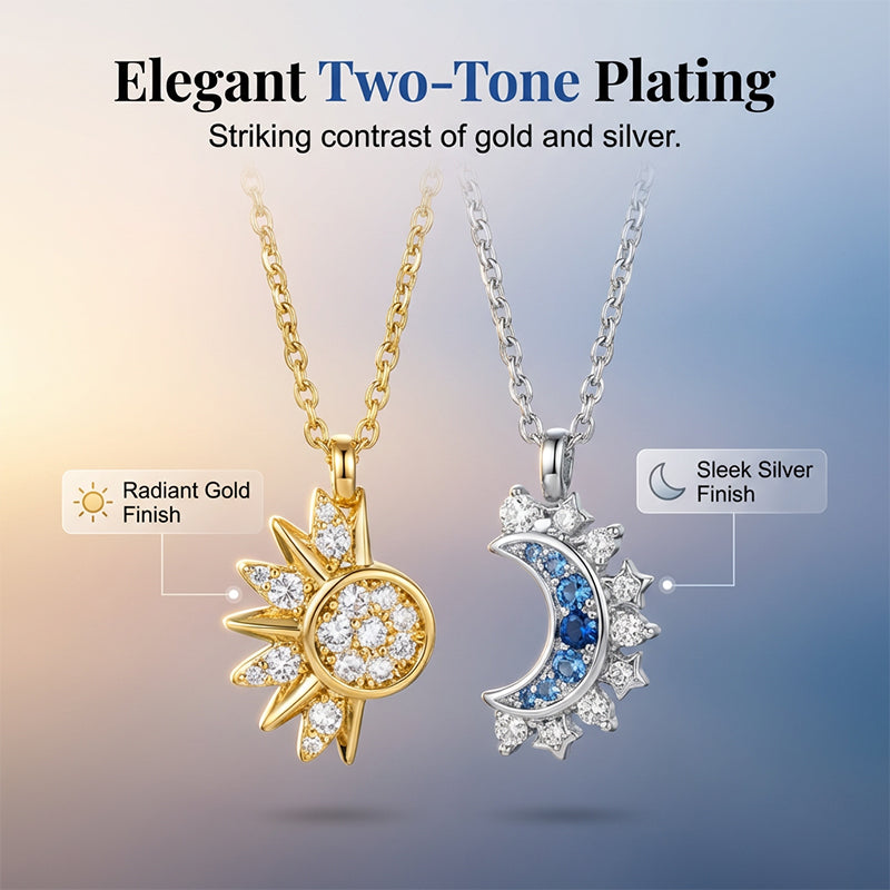 ✨2026 HOT SALE✨Sun and Moon Pendant Necklace with Rhinestones