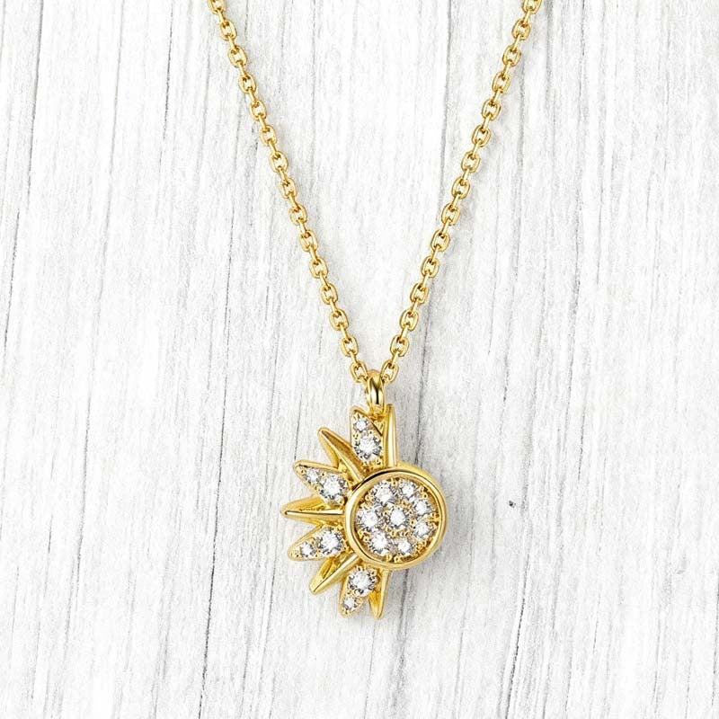 ✨2026 HOT SALE✨Sun and Moon Pendant Necklace with Rhinestones