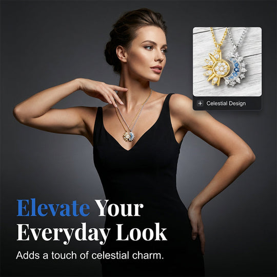 ✨2026 HOT SALE✨Sun and Moon Pendant Necklace with Rhinestones