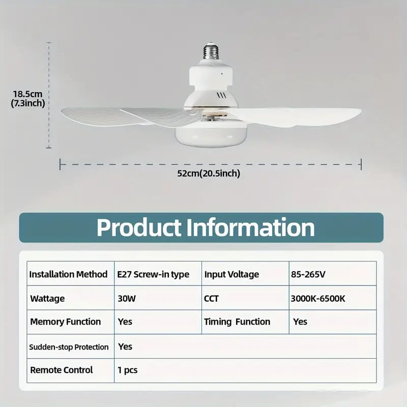 ⏳LAST DAY SALE 🔥40W LED Ceiling Fan Light – 20.5” Ultra-Quiet with Remote 🎯 | E27 + FREE B22 Adapter 🔌 | For Bedroom 😴, Kitchen 👩‍🍳 & Garage 🛠️