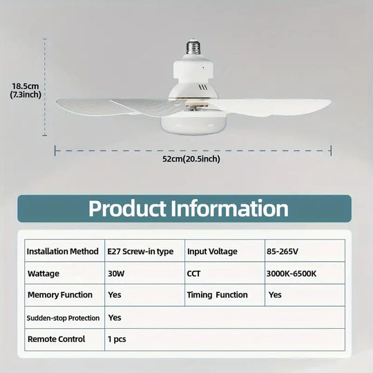 ⏳LAST DAY SALE 🔥40W LED Ceiling Fan Light – 20.5” Ultra-Quiet with Remote 🎯 | E27 + FREE B22 Adapter 🔌 | For Bedroom 😴, Kitchen 👩‍🍳 & Garage 🛠️