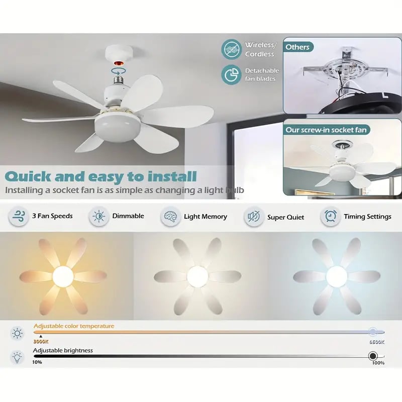 ⏳LAST DAY SALE 🔥40W LED Ceiling Fan Light – 20.5” Ultra-Quiet with Remote 🎯 | E27 + FREE B22 Adapter 🔌 | For Bedroom 😴, Kitchen 👩‍🍳 & Garage 🛠️