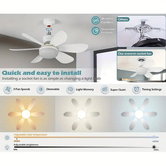 ⏳LAST DAY SALE 🔥40W LED Ceiling Fan Light – 20.5” Ultra-Quiet with Remote 🎯 | E27 + FREE B22 Adapter 🔌 | For Bedroom 😴, Kitchen 👩‍🍳 & Garage 🛠️