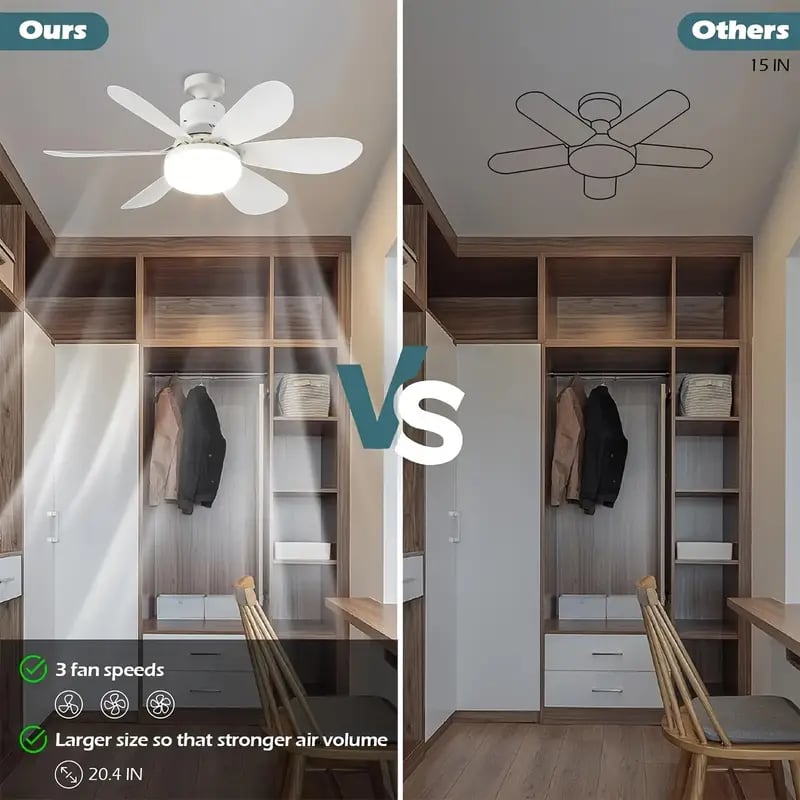 ⏳LAST DAY SALE 🔥40W LED Ceiling Fan Light – 20.5” Ultra-Quiet with Remote 🎯 | E27 + FREE B22 Adapter 🔌 | For Bedroom 😴, Kitchen 👩‍🍳 & Garage 🛠️