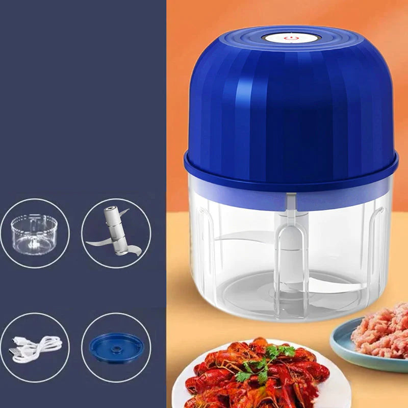 Cordless Multifunctional Mini Electric Food Processor, Wireless Portable Kitchen Chopper for Minced Meat, Garlic & Baby Puree, Fast Food Prep Kitchen Helper