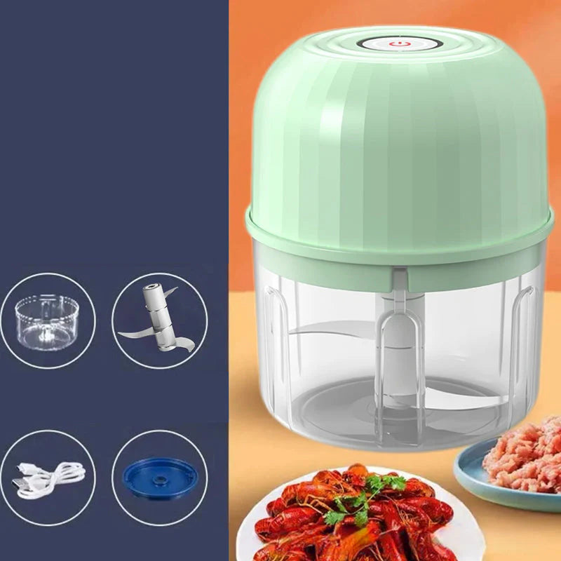 Cordless Multifunctional Mini Electric Food Processor, Wireless Portable Kitchen Chopper for Minced Meat, Garlic & Baby Puree, Fast Food Prep Kitchen Helper